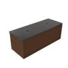 Saniclass Holz Frame Ensemble meuble de salle de bains - 120x45x43cm - lavabo en basalte Noche poli - 1 vasque - sans trou de robinetterie - 1 tiroir - noyer pure mat (bois) SW1478573