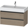 Duravit Ketho 2 meuble sous-lavabo avec 2 tiroirs 98,4x46x54,9cm avec poignées chêne anthracite terra mat SW772385