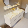 MONDIAZ VICA-DLUX Ensemble meuble de salle de bains - 130cm - sous-meuble linen - 2 tiroirs - vasque encastrée cloud centrale - sans trous de robinet - version haute 60cm - frape SW1089038
