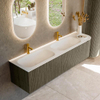 Mondiaz KURVE Ensemble meuble de salle de bains - 175x46x40cm - 2 tiroirs - 1 porte - vasque solid surface - double / gauche - 2 trous de robinet - Shadow SW1414156