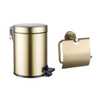 Fortifura Calvi ensemble d'accessoires pour toilettes - porte-rouleau - avec couvercle - poubelle à pédale - 5 litres - laiton brossé SW1441967