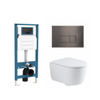 QeramiQ Dely Swirl Ensemble de WC - réservoir encastré QeramiQ Flush - abattant 35mm - plaque de commande métal gunmetal - boutons rectangulaires - blanc brillant SW1578450