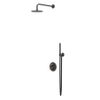 IVY Tribe Ensemble de douche pluie - encastré - inverseur-arrêt 2 voies - bras de douche mural 40 cm - pomme de douche principale ronde medium 20 cm - barre de douche avec sortie - flexible de douche 150 cm - douchette barreau - RVS316 - noir carbone bros SW1032124