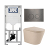QeramiQ Dely Toiletset - 36.3x51.7cm - diepspoel - rimless - Geberit UP320 inbouwreservoir - softclose toilet zitting - 35mm - gunmetal bedieningsplaat - ronde knoppen - mat beige SW1236513