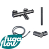 FugaFlow Eccelente Sobrado Robinet de baignoire thermostatique avec douchette stick, support et flexible lisse Gunmetal PVD SW1124145