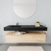MONDIAZ ALAN 150cm badmeubel onderkast washed oak 1 lade Vrijhangende wastafel cloud links 1 kraangat kleur urban SW408553 MONDIAZ ALAN 150cm badmeubel onderkast washed oak 1 lade Vrijhangende wastafel cloud links 1 kraangat kleur urban SW408553