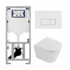 QeramiQ Dely Toiletset - 36.3x51.7cm - diepspoel - rimless - Geberit UP320 inbouwreservoir - met Burda frame - softclose toilet zitting - 35mm - glans witte bedieningsplaat - rechthoekige knoppen - mat wit SW1235380