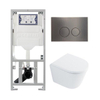 QeramiQ Dely Toiletset - 36.3x51.7cm - diepspoel - rimless - Geberit UP320 inbouwreservoir - met Burda frame - softclose toilet zitting - 35mm - gunmetal bedieningsplaat - ronde knoppen - glans wit SW1222077