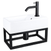 Differnz Force fonteinset – 40x22x11.5 cm – keramiek wit – gebogen mat zwarte kraan – met zwart frame SW373249