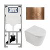 QeramiQ Dely Pack WC - 36,3x51,7cm - à fond creux - sans bride - réservoir encastré Geberit UP320 - abattant WC softclose 35 mm - plaque de commande en cuivre - boutons ronds - blanc mat SW1235385