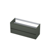 INK Wastafelonderkast - 120x45x52cm - 2 lades - greeploos - MDF lak - Mat beton groen SW416540