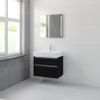 Bruynzeel Passo badmeubelset 69.8x75x46cm 1 kraangat 1 wasbak 2 lades met spiegel met softclose ceramic zwart eiken SW384684 Bruynzeel Passo badmeubelset 69.8x75x46cm 1 kraangat 1 wasbak 2 lades met spiegel met softclose ceramic zwart eiken SW384684