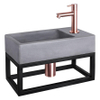 Differnz Force pack lave-mains – 40 x 22 x 8 cm – béton gris – robinet droit cuivre – avec cadre noir SW373146
