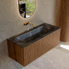 MONDIAZ KURVE-DLUX 110cm Meuble salle de bain - couleur Walnut - 1 tiroir - vasque BIG MEDIUM centre - sans trou de robinet - couleur Lava SW1137234