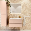 MONDIAZ VICA Ensemble meuble de salle de bains - 80cm - meuble bas rosee - 2 tiroirs - vasque moon centrale - sans trous de robinet - version haute 60cm - talc SW1081098