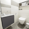 MONDIAZ OLAN Toiletmeubel 60x30x40cm met 0 kraangaten 1 lades dark grey mat Wastafel Lex rechts Solid Surface Wit SW473253