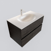 MONDIAZ VICA Ensemble de meuble salle de bain - 80cm - 2 tiroirs - lavabo Moon central - 1 trou de robinet - solid surface marron foncé SW409932