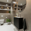 MONDIAZ TURE Kit lave-mains - 60x23x50cm - 1 trou de robinet - 2 portes - urban mat - Lavabo à droite - Solid Surface Blanc SW474898