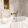 BRAUER Stripe Mitigeur thermostatique de baignoire - SET 01 - encastré - combinaison de remplissage de baignoire - douchette à main - flexible de douche - coude mural - or brossé PVD SW1434829