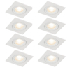 QAZQA Xena spot encastré - set de 8 - 8x8cm - IP44 - carré - blanc mat SW1209716