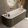 Mondiaz KURVE Ensemble de meuble de salle de bains - 120x46x40cm - 1 tiroir - 2 portes - vasque solid surface - centrale - sans trou de robinet - Shadow SW1414205