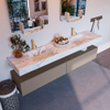 Mondiaz ALAN-DLUX Ensemble de meuble - 200cm - meuble Smoke mat - 2 tiroirs - Lavabo Cloud Glace suspendu - vasque Gauche et droite - 2 trous de robinet SW805210