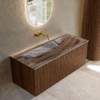 MONDIAZ KURVE-DLUX 110cm badmeubel kleur Walnut met 1 lade en 0 deuren. Wastafel BIG MEDIUM Midden zonder kraangat Sombra. SW1433672