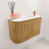 Mondiaz JOYA 61.6cm toiletmeubel - ronding links kleur Oak - Wastafel FAYE positie Rechts 1 kraangat kleur Talc. SW1421122