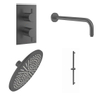 Crosswater MPRO Inbouwdoucheset - 30cm hoofddouche - wandarm - glijstangset - ronde handdouche - geborsteld slate gunmetal (antraciet) SW999828
