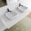 Mondiaz Lagom Meuble salle de bains 140x30.9x45cm Solid Surface Talc 1 tiroir avec lavabo BINX vasque à poser double Gauche et droite 2 trous de robinet SW409112