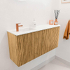 Mondiaz JOYA 91.6cm toiletmeubel - ronding rechts kleur Oak - Wastafel FAYE positie Links 1 kraangat kleur Talc. SW1421146