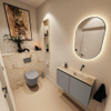 MONDIAZ TURE-DLUX Meuble toilette - 80cm - Smoke - EDEN - vasque Frappe - position droite - sans trou de robinet SW1103037