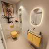 MONDIAZ TURE-DLUX Meuble toilette - 60cm - Ocher - EDEN - vasque Frappe - position gauche - sans trou de robinet SW1102885
