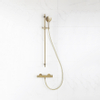 FortiFura Calvi Ensemble de douche barre curseur avec douchette ronde, flexible lisse et robinet de douche Laiton brossé PVD SW811948
