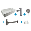 FortiFura Calvi Pack Lave-mains - 1 trou de robinet - droite - robinet Metal Black - Blanc SW968215