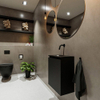 MONDIAZ TURE Fonteinset - 40x23x50cm - 0 kraangaten - 1 deur - urban mat - Wasbak links - Solid Surface Zwart SW475250