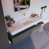 Mondiaz ALAN-DLUX Ensemble de meuble - 150cm - meuble Dark grey mat - 2 tiroirs - Lavabo Cloud Opalo suspendu - vasque Centre - 0 trous de robinet SW806438