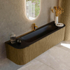 Mondiaz KURVE Ensemble meuble de salle de bains - 170x46x40cm - 1 tiroir - 2 portes - vasque solid surface - milieu - 1 trou de robinet - Dusk SW1414823