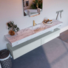 Mondiaz ALAN-DLUX Ensemble de meuble - 200cm - meuble Clay mat - 2 tiroirs - Lavabo Cloud Glace suspendu - vasque Centre - 1 trou de robinet SW806187