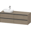 Duravit Ketho.2 Wastafelonderbouwkast - inclusief consoleplaat - met 4 laden - voor waskom links - 160x55x56.8cm - met handgrepen antraciet - eiken terra mat SW773025