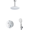 Grohe - Adema Rise Ensemble de douche pluie encastré - 2 fonctions - avec pomme de tête Adema Rise 20cm - douchette ronde - bras de plafond - thermostat encastré Grohe Grohtherm - chrome SW811908