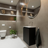 MONDIAZ TURE Kit lave-mains - 40x23x50cm - 0 trous de robinet - 1 porte - urban mat - Lavabo à droite - Solid Surface Blanc SW474915
