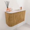 Mondiaz JOYA-DLUX 61.6cm toiletmeubel - ronding links kleur Oak - Wastafel FAYE positie Rechts 1 kraangat kleur Meli. SW1423953