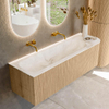 MONDIAZ KURVE-DLUX 145cm Meuble salle de bain avec module 25 D - couleur Oak - 1 tiroir - 1 porte - vasque BIG LARGE gauche - sans trou de robinet - couleur Frappe SW1137361