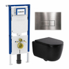QeramiQ Dely Swirl Toiletset - 36.3x51.7cm - Geberit UP720 Duofix Sigma inbouwreservoir - 35mm zitting - bedieningsplaat steel - rechthoekige knoppen - mat zwart SW1413959