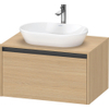 Duravit Ketho.2 Wastafelonderbouwkast - inclusief consoleplaat - met 1 lade - 80x55x45.9cm - met handgreep antraciet - natuur eiken mat SW772750
