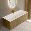 Mondiaz KURVE-DLUX Ensemble de meuble salle de bain - 120x46x40cm - 1 tiroir - lavabo en solid surface - milieu - 1 trou de robinet - Dusk SW1415204