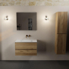 Mondiaz AIVY Ensemble de meuble - 80x45x50cm - 0 trous de robinet - 1 vasque Talc Solid surface - Centre - 2 tiroirs - avec miroir - Melamine Chai SW892396