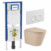 QeramiQ Dely Toiletset - Geberit UP720 inbouwreservoir - witte bedieningsplaat - softclose toilet zitting - 35mm - mat beige SW1426547