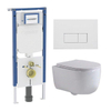 QeramiQ Dely Swirl Toiletset - 36.3x51.7cm - Geberit UP720 Duofix Sigma inbouwreservoir - slim zitting - mat witte metalen bedieningsplaat - rechthoekige knoppen - glans wit SW1414010
